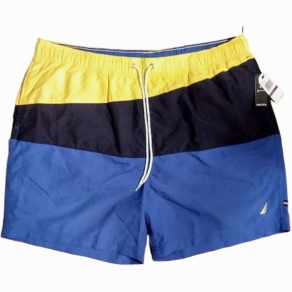 Nautica Other - VTG Nautica Swim Trunks w/ Lining, Color Block Quick Dry, Navy Blue/Yellow NWT